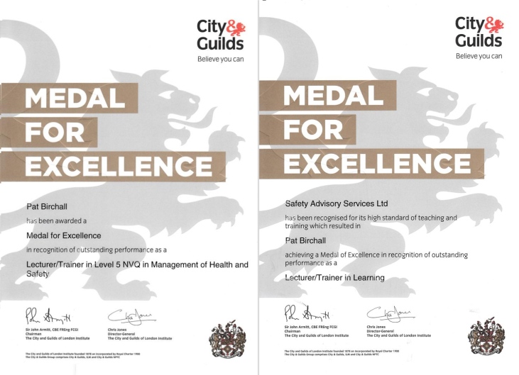 Medals for Excellence 2013 Certificates